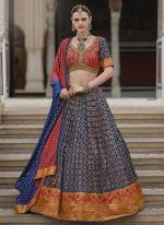 Smooth Silk Blue Bridal Wear Foil Print Readymade Lehenga Choli